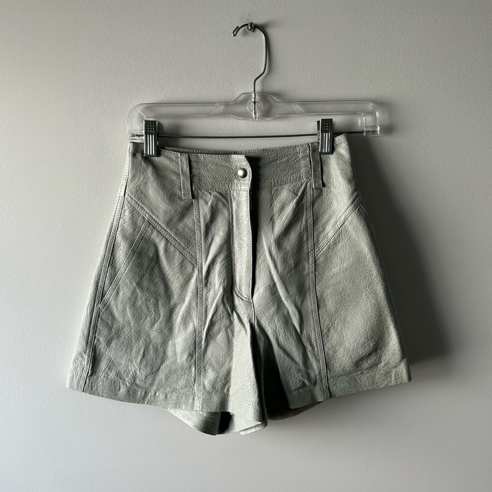 IRO light sage green lambs leather shorts
